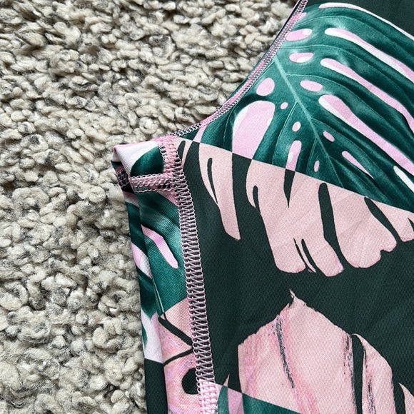 NIKE Fast Crop Running Tights, Pink and Green Botanical Print, S - Picture 5 of 13